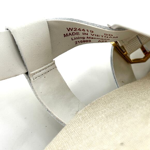 NWOT Cole Haan Crystal Leather Espadrilles Sandals 9 White Wedge Women’s - Picture 7 of 8